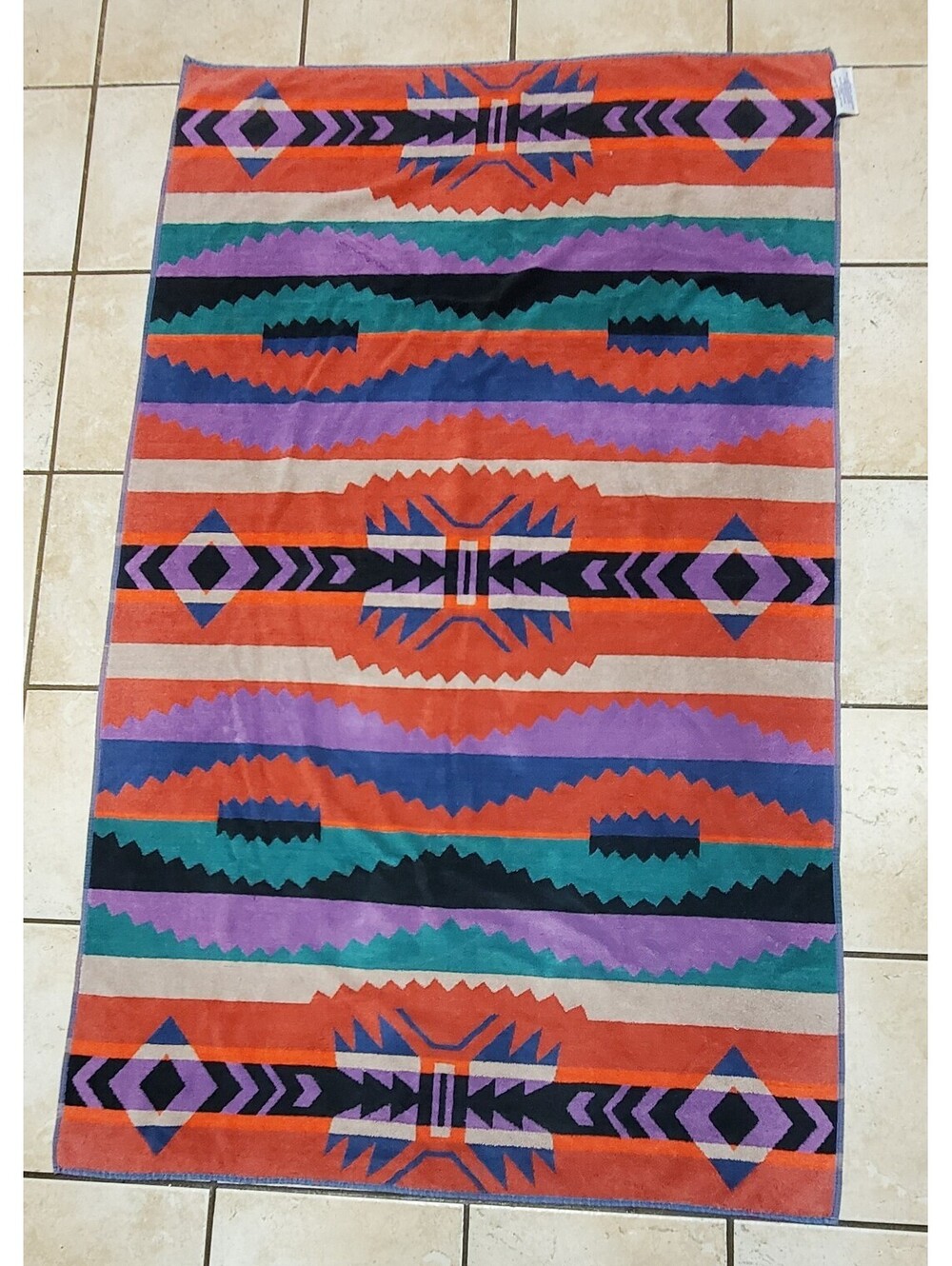 Royal Terry Aztec Vintage Beach Towel Southwest Tribal Geometric Rare